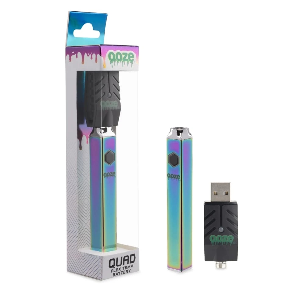 New Ooze Quad 510 Thread 500 mAh Square Vape Pen Battery + USB Charger